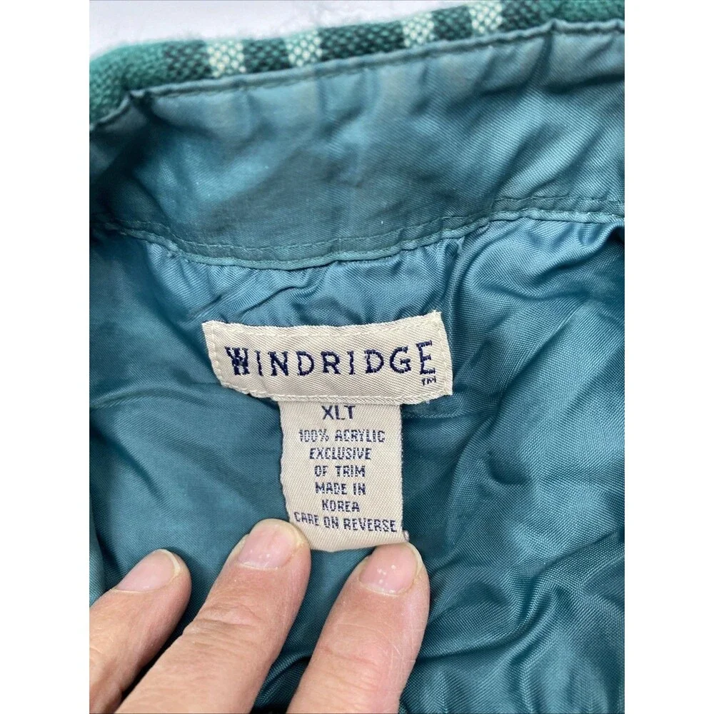 Windridge Vintage Men’s XLT Flannel Shirt Tall Green Plaid Heavyweight Acrylic
